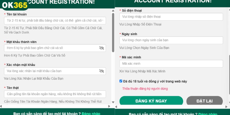 Điền thông tin cá nhân chính xác